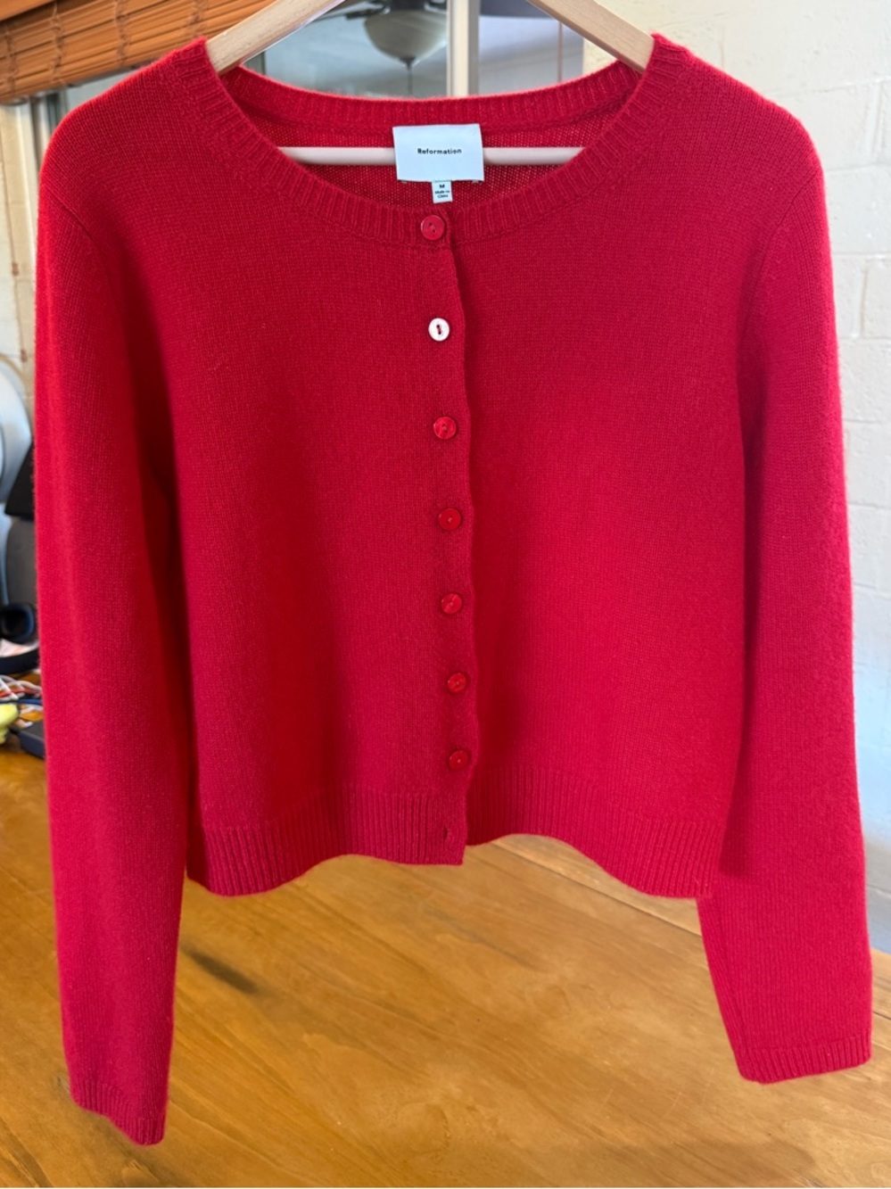 ❤️ Reformation Red Cashmere Cropped Cardigan - Picture 15 of 16
